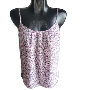 Loft Purple and White Ditsy Floral Print Cami Top S